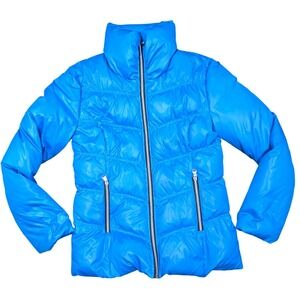Guess down Puffer Jacket Women's M Blue Quilted Warm Scandi Gorpcore Granola Y2K